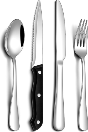 Black Handle Professional Steak Cutlery Set